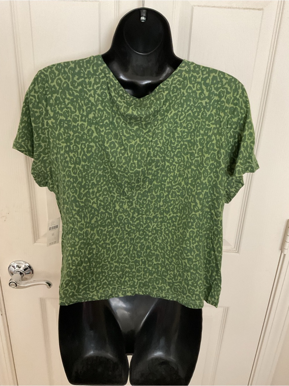Anthropologie Green Leopard-Print Short Sleeve Tee